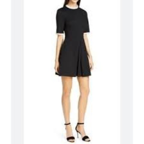 Ted Baker-Blussum Broderie Trim A-Line Dres - Picture 2 of 10